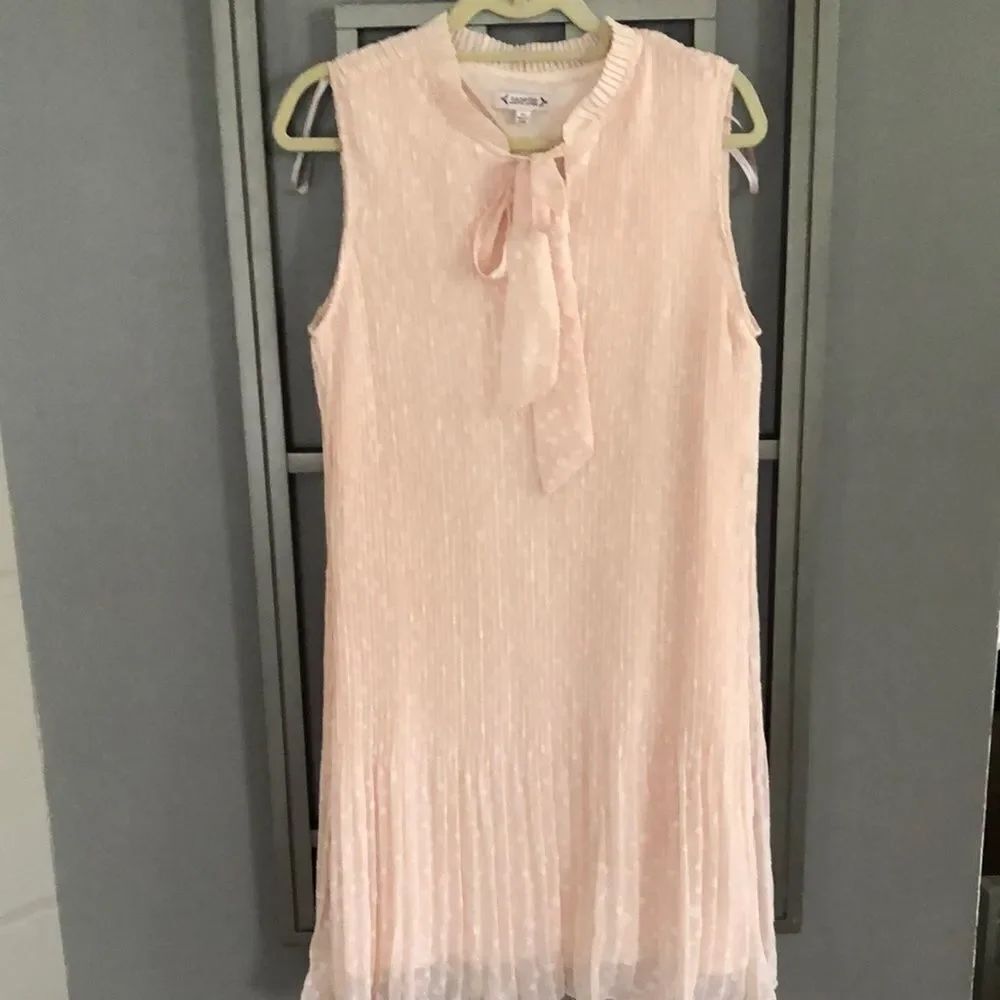 Nanette Lenore blush crepe polkadot sleeveless dress size 10.